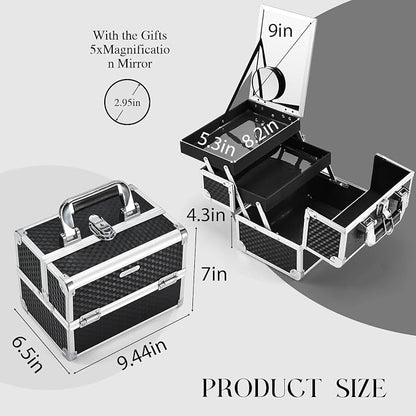 Joligrace Makeup Box Cosmetic Train Case Portable Makeup Organizer Case - Image 2