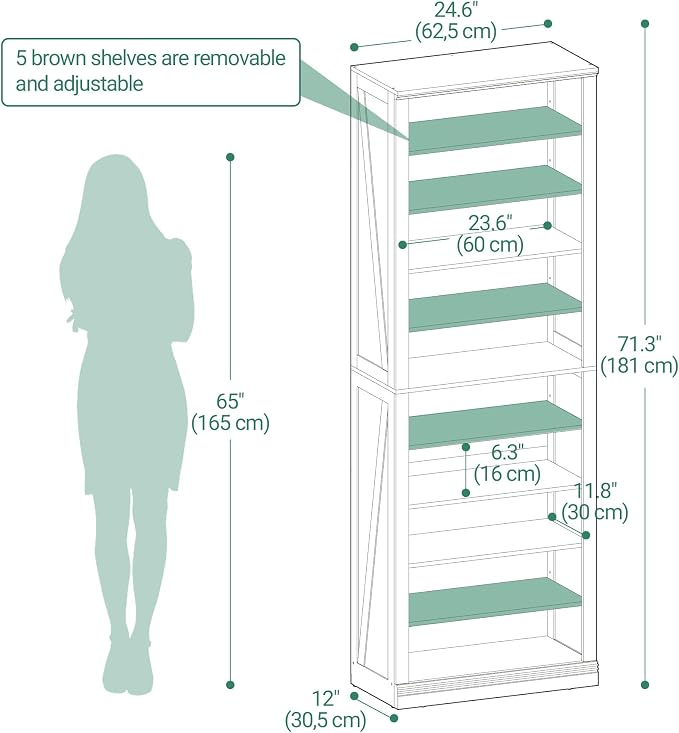 Hzuaneri Shoe Storage Cabinet, 10 Tiers Farmhouse Tall Shoe Cubby Organizer | - Image 2