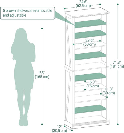 Hzuaneri Shoe Storage Cabinet, 10 Tiers Farmhouse Tall Shoe Cubby Organizer | - Image 2