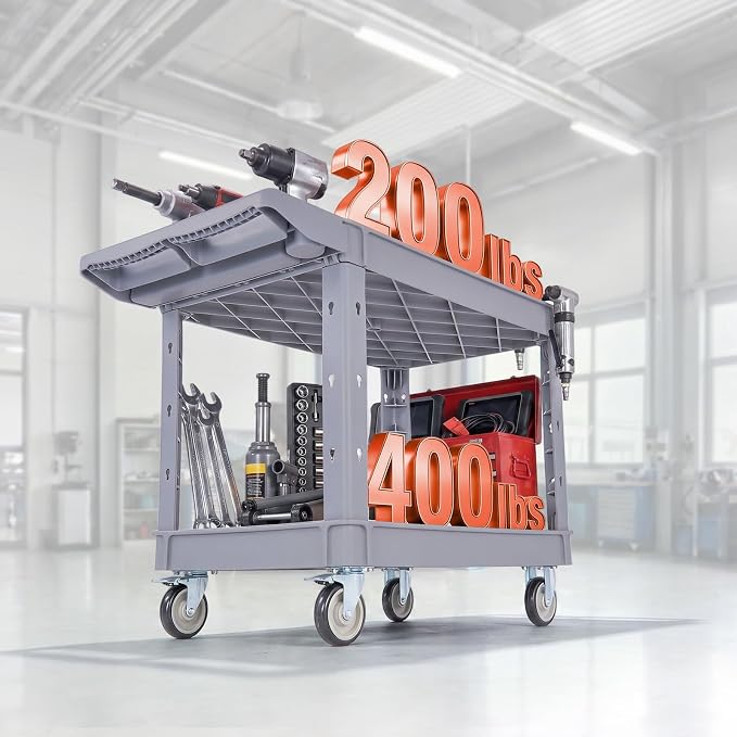 VEVOR Utility Cart, 550 lbs Capacity, 2 Tier Service Cart - Image 8