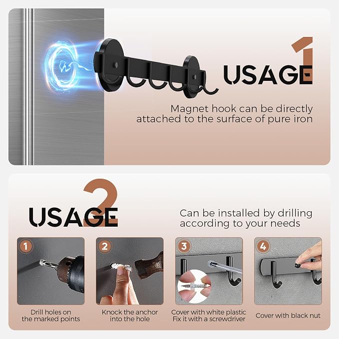 Magnetic Utensil Holder For Fridge, Heavy Duty Magnetic Coat Rack For Metal Door - Image 7