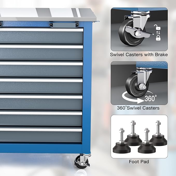 LARBANKE 7-Drawer Rolling Tool Chest - Image 6