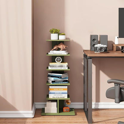 TUTOTAK Book Shelf, Narrow Spine Bookshelf, 6-Tier Bookcase - Image 7