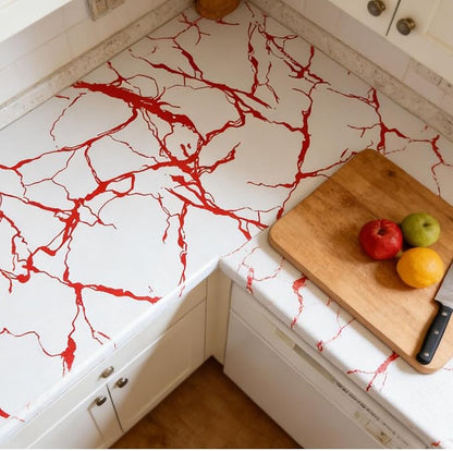 Red Marble Pattern Shelf Liner, Non-Adhesive Non-Slip Thickened Drawer Liner - Image 9