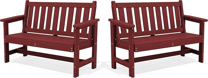 SERWALL HDPE Outdoor Bench, 2-Person Weatherproof Porch Bench, 2 Pack, Suitable by SERWALL