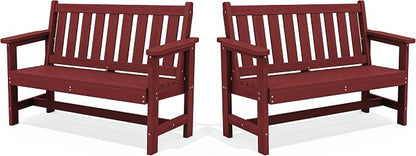 SERWALL HDPE Outdoor Bench, 2-Person Weatherproof Porch Bench, 2 Pack, Suitable by SERWALL