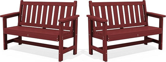 SERWALL HDPE Outdoor Bench, 2-Person Weatherproof Porch Bench, 2 Pack, Suitable by SERWALL
