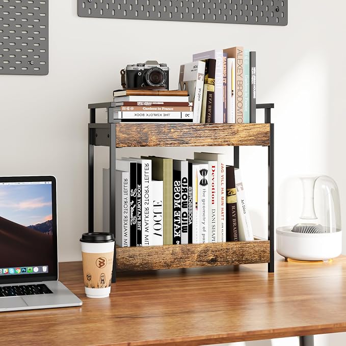 KLM Countertop Coffee Station Organizer, 2 Tier Wooden Shelf - Image 5