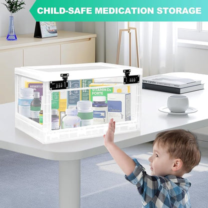 Large Medicine Lock Box with Dual 3-Digit Combination Locks, 24L Lockable - Image 2