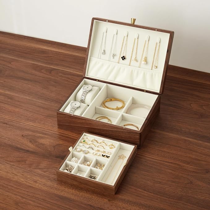 Black Walnut Wood Jewelry Box by THFLSTR