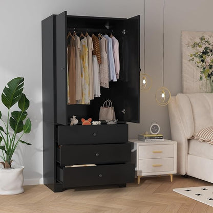 71" Armoire Wardrobe Closet, Bedroom Armoire Clothing Storage Cabinet | 3 by Garvee