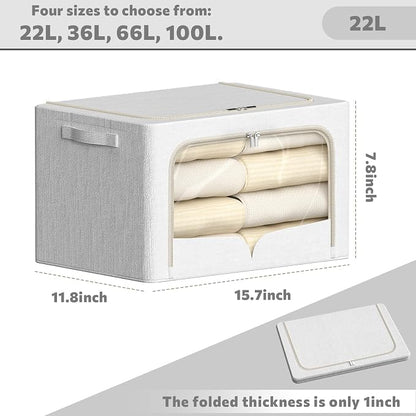 FHSQX 3 Pack Clothes Storage Bins Foldable Metal Frame Storage Box Stackable - Image 2