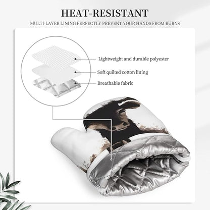 Deer Print Oven Mitts Set of 2, Heat Resistant Silicone Oven Mittens Gloves - Image 5