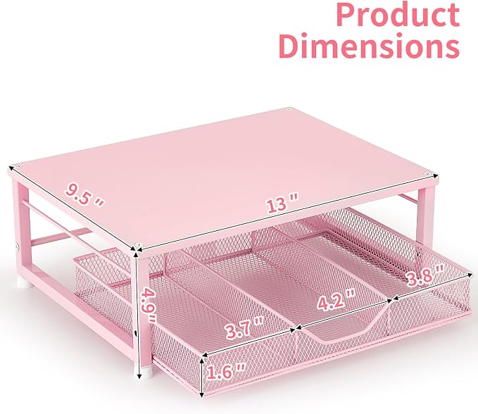 Small Pink Laptop Stand for Desk, Monitor Stand, Office Desk Accessories - Image 7