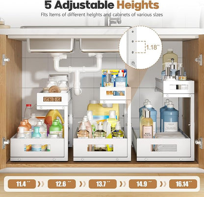 2 Pack 19IN Depth Under Sink Storage Organizer, Large 2-Tier Elegant Mesh Pull - Image 4