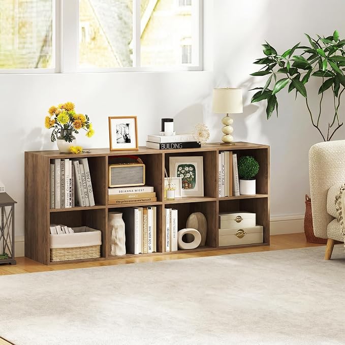 Giantex 8-Cube Bookcase, 3-Tier Cubby Bookshelf, Horizontal Vertical Display - Image 2
