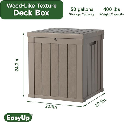 EasyUp 50 Gallon Outdoor Storage Box, Resin Waterproof UV-Resistant Deck Box - Image 2