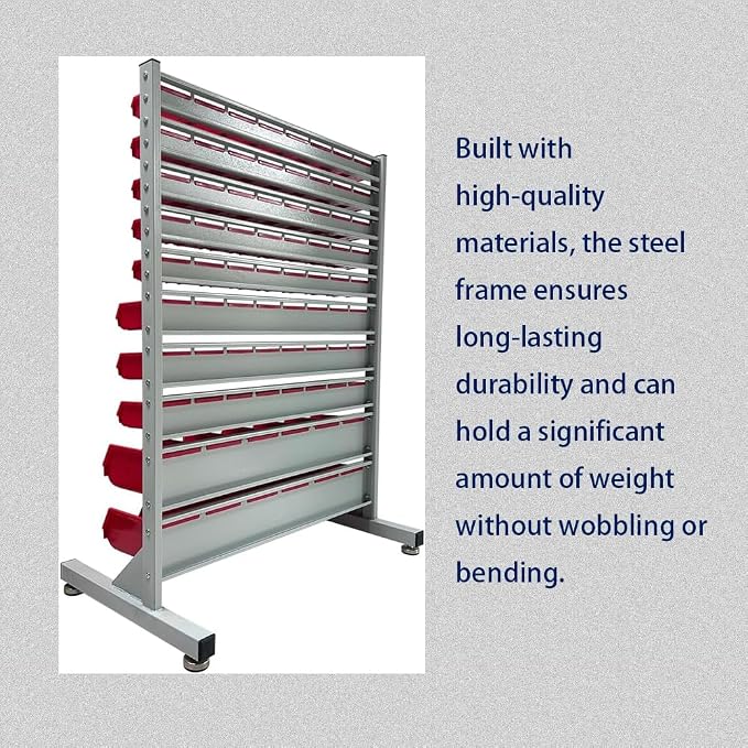 JZD Metal Bin Rack Storage Organizer System, Heavy Duty Steel Frame, 76 Plastic - Image 7