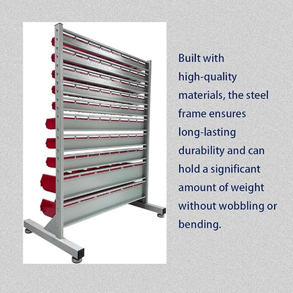 JZD Metal Bin Rack Storage Organizer System, Heavy Duty Steel Frame, 76 Plastic - Image 7