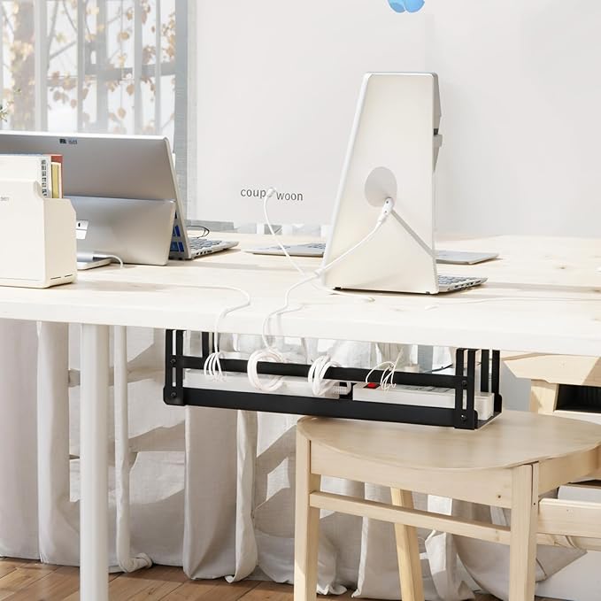 Under Desk Cable Management Tray, 17 in Metal Cable Tray Basket - Image 2