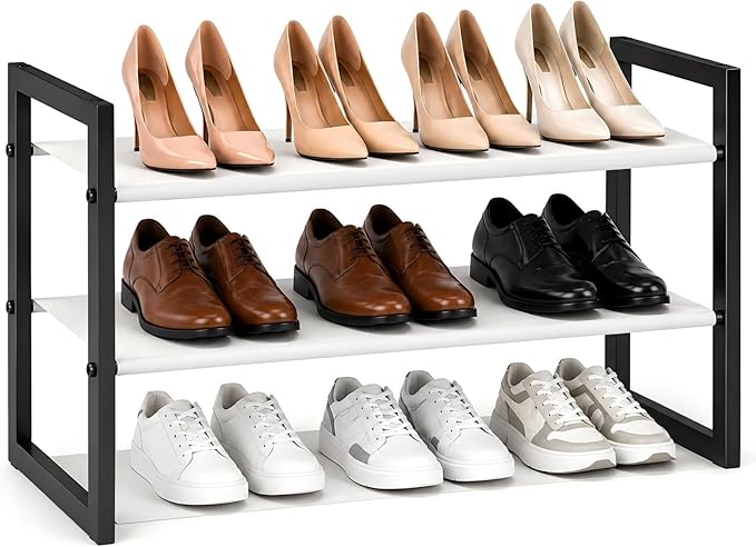 2-Tier Shoe Rack for Closet & Entryway, Stackable Shoe Organizer, by ORCHIDLEAF-HOME