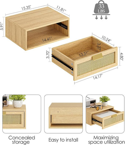 Aienvey Floating Nightstand, Floating Shelf - Image 2