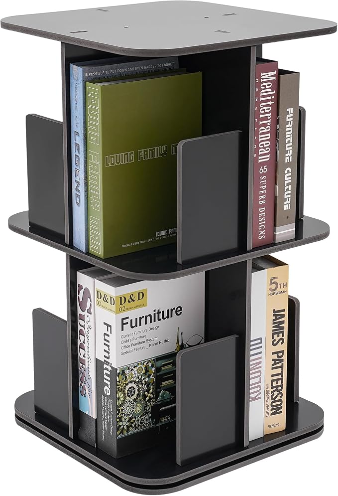 Rotating Bookshelf, Revolving Bookcase, Stackable Bookshelf Organizer, Swivel by HAPPCUCOE