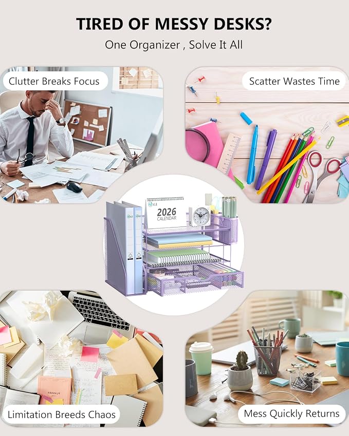 WALI Desk File Organizer, 4 Tier Desktop Paper Letter Tray Organizer - Image 3