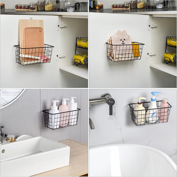 Toplife Adhesive Hanging Wall Baskets, Kitchen Cabinet Door Organizer 2 Pack | - Image 6