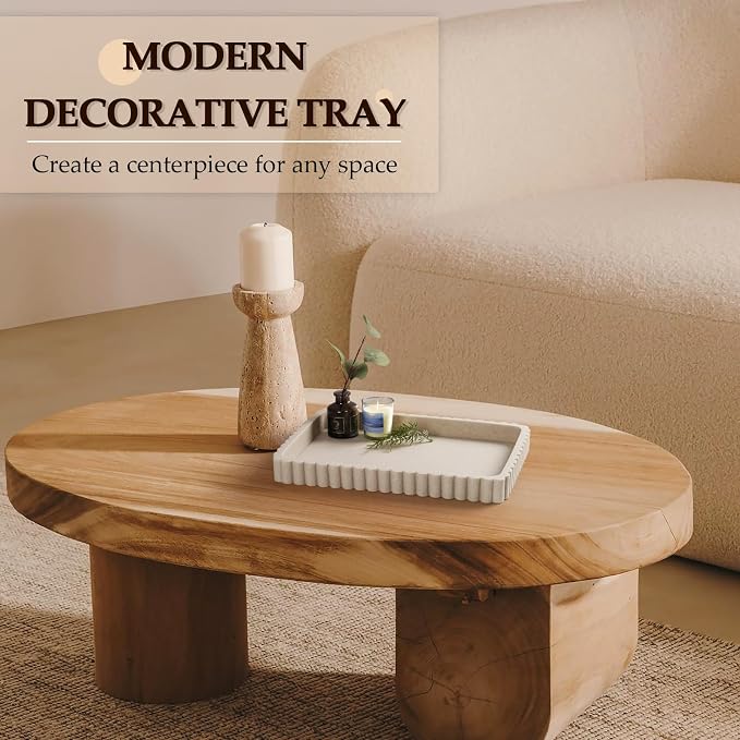 Resin Decorative Tray for Coffee Table Decor, Rectangular Modern Decorative - Image 3