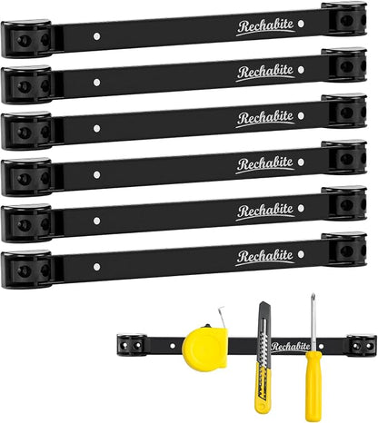 6 Pieces 12" Magnetic Tool Holder Strip, Metal Tool Organizer Rack by RechabiteMagneticTools