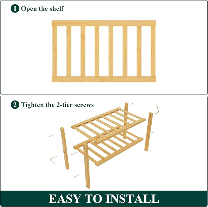 Smiry Bamboo Shoe Rack for Closet, 2 Tier Small Wooden Stackable Shoe Organizer - Image 6