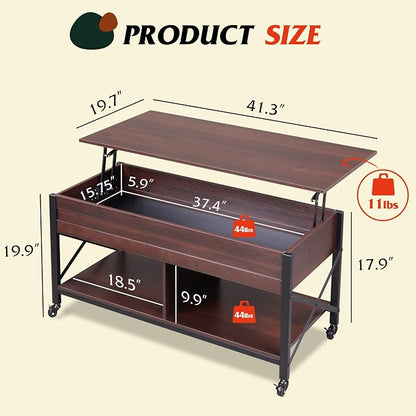 WLIVE Coffee Table, 41.3" Lift Top Coffee Table - Image 3