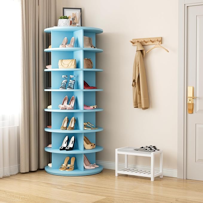 Rotating Shoe Rack 7 Tier Spinning Shoes Organizer Tower - Image 2
