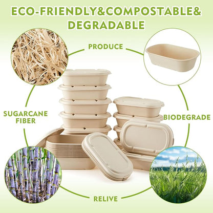 LemonRoad 100 Pack 34oz Biodegradable Disposable Food Containers - Image 3
