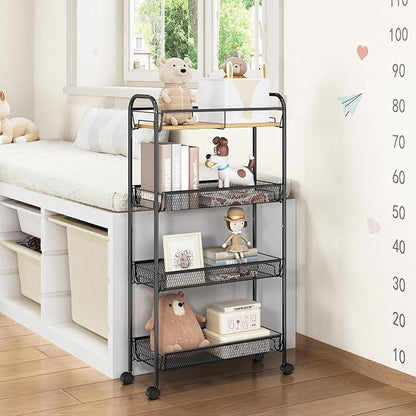 TOOLF 4-Tier Slim Rolling Cart, Metal Utility Cart, Slide Out Storage Cart - Image 7