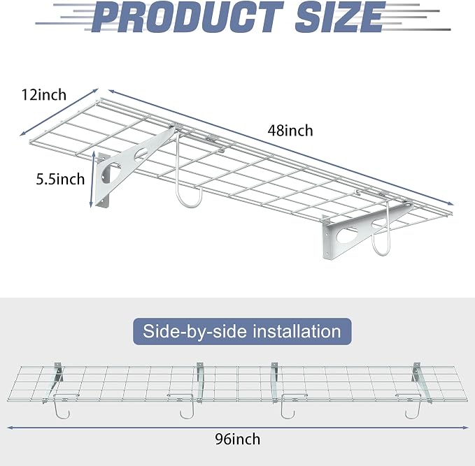 WALMANN 2-Pack Garage Wall Shelves, 1 x 4 ft/12 * 48 inch Wall Mounted Storage - Image 4