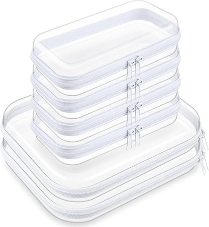 Sanwuta 6 Pcs Clear Hard Zipper Case Hard Plastic Zipper Pouches Transparent by Sanwuta