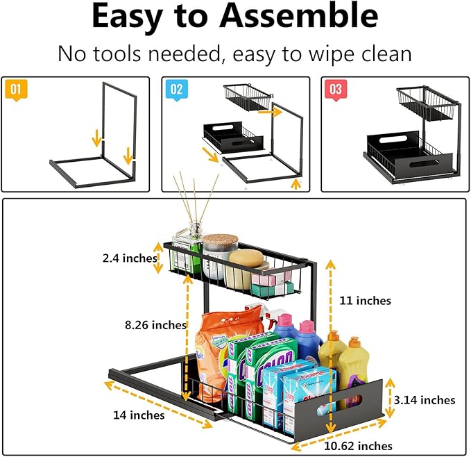 Ceetug Slide Out Under Sink Organizers and Storage, 1 Pack | 2 Tier, Sturdy - Image 5