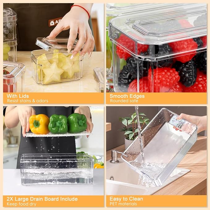14 Pack Fridge Organizer, Stackable Refrigerator Organizer Bins - Image 6