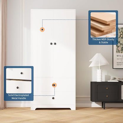 Garvee 71" Armoire Wardrobe Closet, Modern Wooden Bedroom Armoire - Image 4