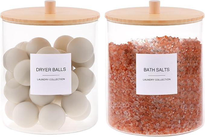 3 Pack Glass Jars and Acrylic Dryer Sheet Holder, Laundry Pods Container - Image 7