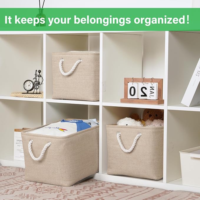 Bidtakay Large Storage Baskets for Shelves 3 Pack Fabric Storage Bins for - Image 2