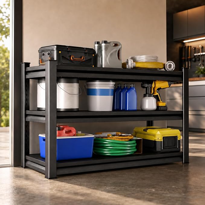 SAWJEC 39" H x 48" W x 18" D Heavy Duty Garage Storage Shelves | 3 Tier Metal by SAWJEC