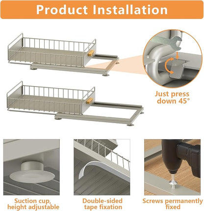 Under Sink Organizer, 2 Packs Under Sink Organizers and Storage, Slide Out Pull - Image 2