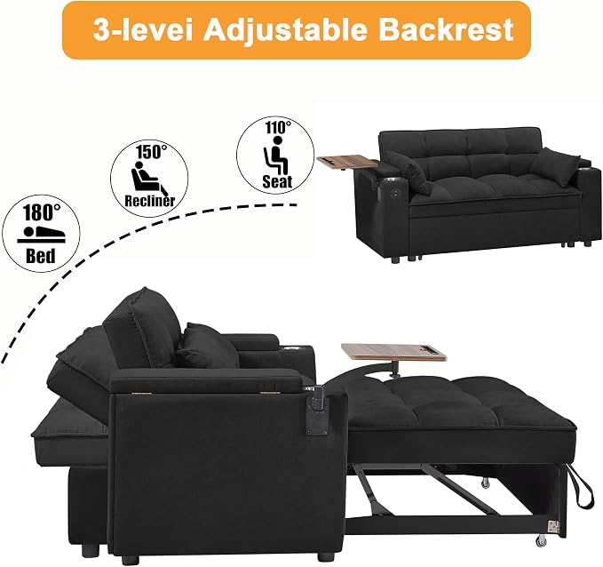 hansones ​66" Multi-Functional Pull-Out Sofa Bed - Image 4