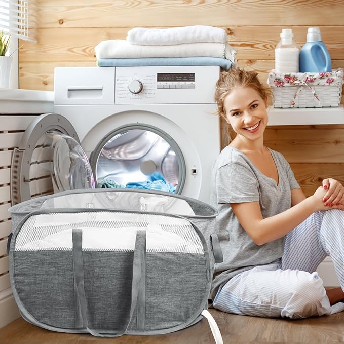 Collapsible Laundry Baskets, Tear Proof Pop Up Laundry Hamper - Image 2