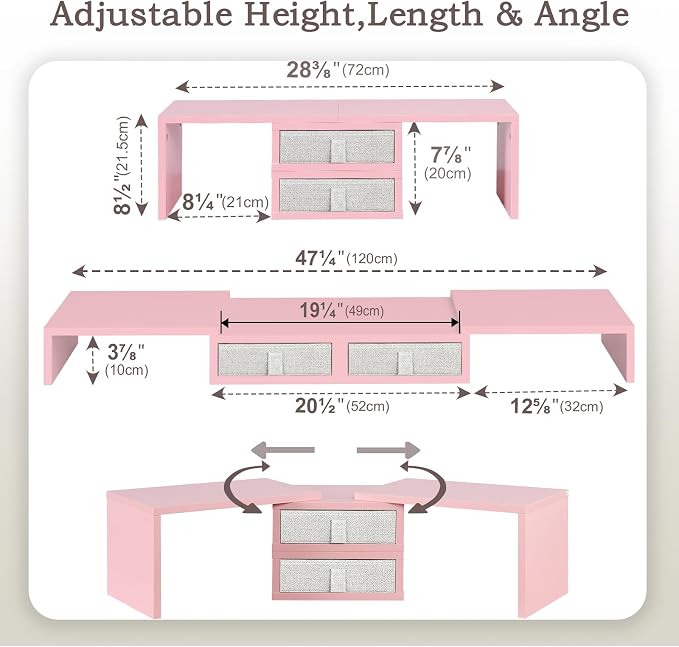 TEAMIX Pink Dual Monitor Stand Riser - Image 5