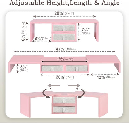 TEAMIX Pink Dual Monitor Stand Riser - Image 5