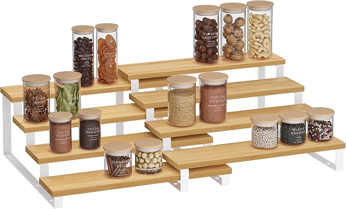 SONGMICS Display Risers, 4-Tier Cupcake Stand Holder, Spice Rack, Shelf Risers - Image 7